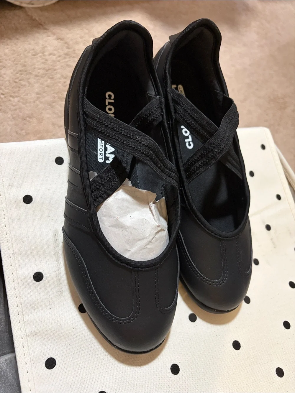 adidas Women's/youth Black Slip-On Athletic Flats with Elastic Cross Straps.